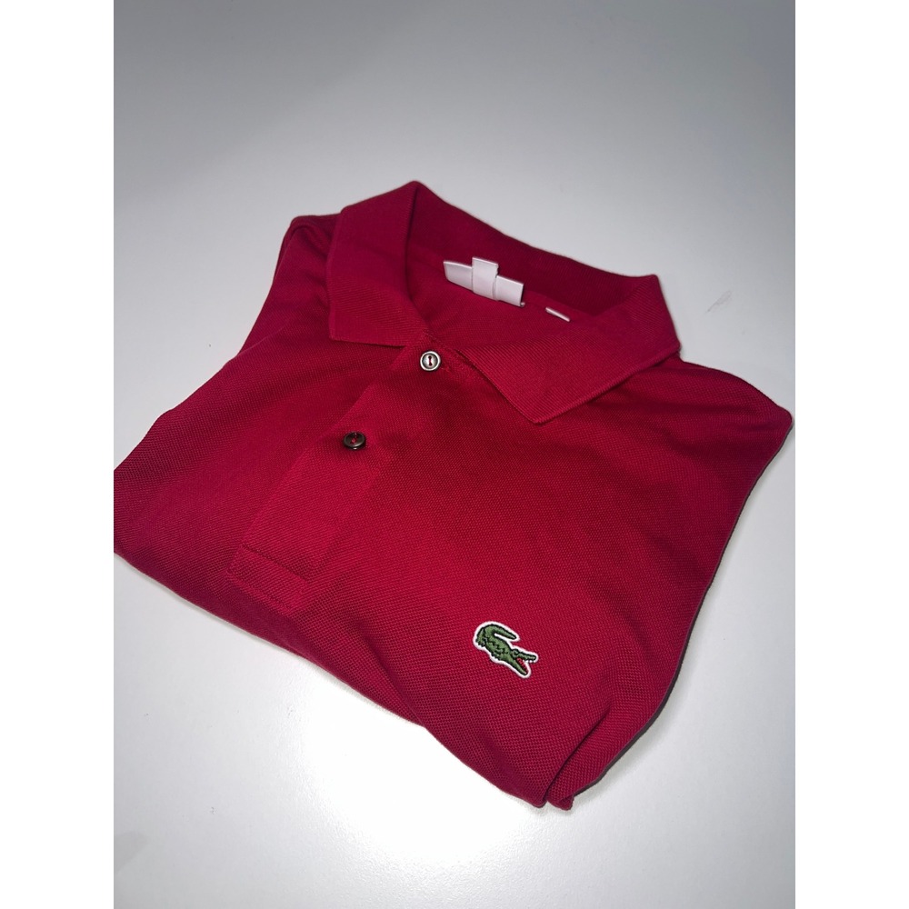 Lacoste Classic Fit Polo Shirt Mens US 4XL/FR 9 Red Cotton Pique Preppy Ribbed
